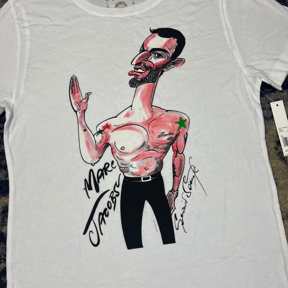Marc Jacobs x Gerald Scarfe White Graphic T-Shirt Medium M7000229-100 NWT - Picture 2 of 8